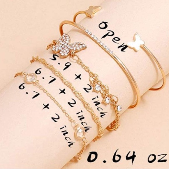 New 5pc Butterfly Themed Bracelet Set - Picture 4 of 4
